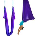 wellsem 5 Yards(5M/Set) Elastic Yoga Pilates Swing Aerial Hammock With Carabiner & Daisy Chain (Depp Purple, 5Meter)