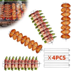 Ultimate Grill Tools Set (4-PACK): Wing Rails for Grilling Chicken Wings, BBQ Accessories, Grilled Chicken Skewers, and Grill Accessories for Outdoor Grill