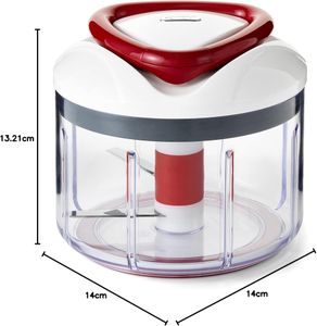 Zyliss Easy Pull Manual Food Processor, 750ml – Handheld Chopper, White/Red, Dishwasher Safe
