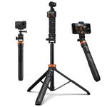 K&F CONCEPT 69''/175cm iPhone Selfie Stick Tripod with Phone Holder, Compatible with iPhone 17/16/15, GoPro Hero 13/12/11, DJI Osmo Pocket 3/4/Action 5/360, Insta360 X5/X4, AKASO EK7000/Brave 7