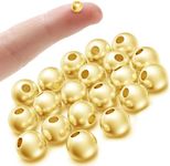 18k Gold Plated 925 Sterling Silver Beads for Jewelry Making,Smooth Round Ball Beads Spacer Beads for Ring Necklace Earring Bracelets Making (Made in Italy 8mm)