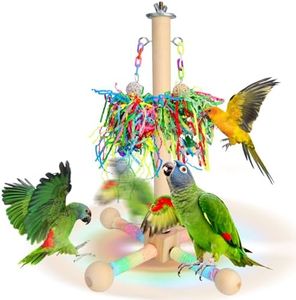 Bird Toys - 2 in 1 Interactive Rotating Perch Toy with Foraging Toys, Flexible Stand for Parrots Lovebird Cockatiel Conure, Bird Playground for Small to Medium Birds, Bird Cage Accessories