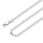 Suplight Sterling Silver Curb Chain 18 inch 3mm Mens Necklace 925 Cuban Chains