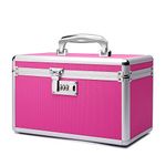 HEWEI WORKS Lockable Medication Box with Portable Storage Case, 12.2''x 7.2''x 7.6'', Childproof Medicine Organizer with Combination Lock, Locking Box for Money, Documents & Meds (Pink/Medium)