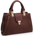 Dasein Women Satchel Handbags Top Handle Purse Medium Tote Bag Vegan Leather Shoulder Bag Coffee