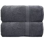 CB Casabella 2 Piece Jumbo Bath sheets 100 % Combed Cotton Extra Large Bath Towel bale set super Absorbent Soft Silver 2 Pack 90X180 CM Bath sheets Extra Large Bathroom Set Beach Towel