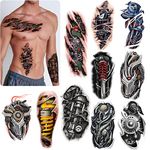 ROARHOWL Very cool machine 3D realistic fake tattoos，wound robot makeup Temporary Tattoos for men women