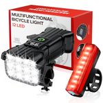 KELNOW 12 LED Bike Lights for Night Riding, 7H Long Runtime Bicycle Headlight and 40H Runtime Taillight, IPX6 USB Rechargeable LED Front Light Rear Light for Adults Kids