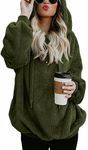 CHICALLURE Womens Hoodies Fuzzy Casual Loose Oversized Sweatshirt with Pockets Fashion Warm Pullover Outerwear Coat(Army Green, XL)