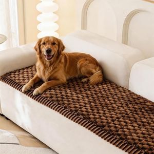 Eco-Ancheng Couch Cover for Dogs Pet Couch Cover for Sofa Washable Dog Sofa Covers Couch Protector for Cushion Fuzzy Non Slip Couch Slipcover with Elastic Straps for Pets,Dogs(Coffee,1PC/27.6x82.7 in)