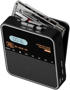 FIOLEES Cassette Tape Player Recorder, Cassette to MP3 Converter, Record to Cassettes/USB/SD Card, LCD Display, Power by USB C or AA Battery, Built-in Speaker, Headphone Jack and Mic