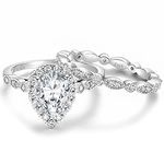 EAMTI 1.25CT 925 Sterling Silver Bridal Ring Sets Teardrop CZ Engagement Rings Vintage Pear Promise Rings Marquise Wedding Bands for Women Size 6