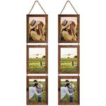 EYMPEU 7x5 Photo Frames with Twine Set of 2, Triple Brown Vertical Picture Frame 7x5 for Hanging in Living Room, Bedroom, Office