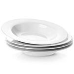 Crocera Deep Plate Set of 6 pcs(Plain,Snow White),8 inch Pasta,Soup,Rice,Gravy Plate Opalglass