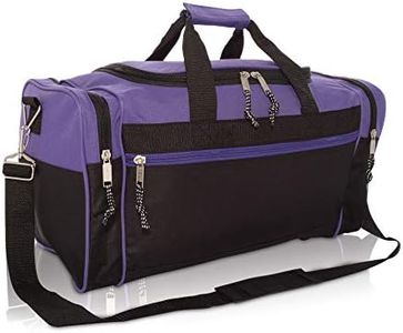 DALIX 19 Blank Sports Duffle Bag Gym Bag Travel Duffel with Adjustable Strap in Purple