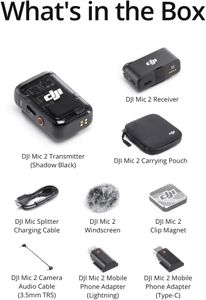 DJI Mic 2 Wireless Microphone – Dual Channel, Portable Audio