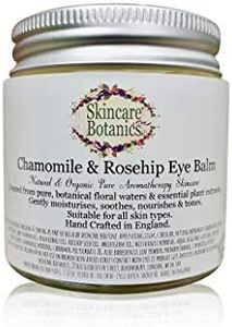 Skincare Botanics Organic & Natural Rosehip & Chamomile Eye Balm | Pure Plant Botanicals & Essential Skin Oils | Large 60 g. Glass Jar | Made in U.K.