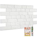 Brick Effect Wall Panels - Set of 4 Panels 1.88 m² | 20.27 ft² - Universal Use Decorative Classic White Bricks 3D Texture PVC Plastic Cladding Slate Panelling Tiles for Interior Walls