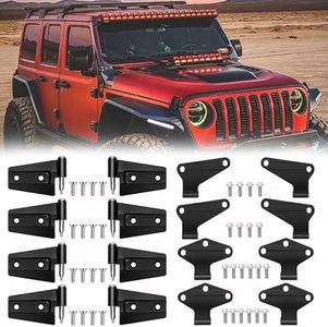4 Door Hinge Assembly Kits Compatible with 2007-2018 Jeep Wrangler JK JKU Unlimited Rubicon Sahara, Fits Jeep Wrangler JK Inside and Outside, Jeep Wrangler JK Door Hinge 16PCS with 36 Bolts
