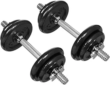 Amazon Basics Adjustable Barbell Lifting Dumbbells Weight Set with Case, 38 Pounds/17.2 Kg, Black