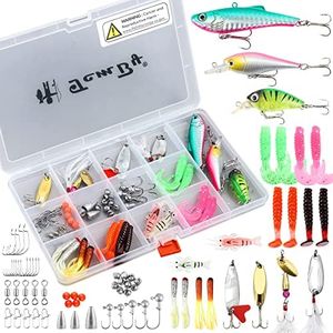 TCMBY Fishing Lures Bait Tackle Kit Set for Freshwater Trout Bass Fishing, Including Fishing Accessories, Fishing Tackle Box, Crankbait, Spoon, Hooks, Fishing Gear and Equipment for Starter Beginner.