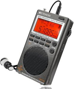Retekess TR110 Radio Digital Portátil,Radio Mini Pocket,FM/SW/MW/SSB/Air Multi Band Radio,Batería Recargable,Antena Externa,Silenciador,Reloj,Temporizador de Sueño,al Aire Libre