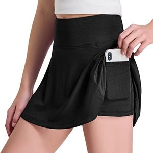 FitsT4 Sports Girl's Golf Skirt Adjustable Waist Active Tennis Skort UPF50+ Black