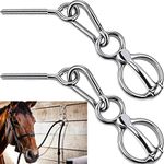 Dunzy 2 Sets Horse Tie Ring, Horse Tack and Supplies Horse Training Equipment Safe Horse Accessories with Eye Bolt, Tie Rings (Silver)