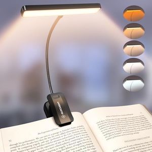 Glocusent 26 LED Book Light, 1200 mAh 90 Hrs Lasting Rechargeable Reading Light, 5 Amber Colors & Stepless Dimming Book Reading Light - Portable Clip on Light for Book Lovers Kids