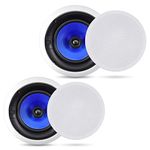 Pyle PIC8E 2-Way In-Wall In-Ceiling Speaker System - Dual 8" 300W Pair of Ceiling Wall Flush Mount Speakers w/ 1" Silk Dome Tweeter, Adjustable Treble Control - For Home Theater Entertainment, Blue