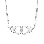 S925 Sterling Silver Handcuffs Infinity Interlocking Circle Pendant Statement Necklace for Women