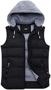 ZSHOW Womens Winter Vest Removable Hooded Cotton Padded Vest Jacket(Black,Large)