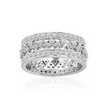 Sterling Silver Cubic Zirconia Connecting Crown Stackable Band Rings, Set of 2, Metal, Cubic Zirconia,