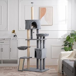 Cat Tree for Indoor Cats, 105" Cat Tower for Indoor Cats, Plush Multi-Level Cat Condo with 3 Perches, 2 Caves, Cozy Basket and Scratching Board Pet Supplies