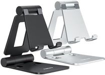 Nulaxy 2 Pack Dual Foldable Phone Stand for Desk, Fully Adjustable Desktop Cell Phone Holder Accessories for Office Kindle Compatible with 4-8" Mobile Devices iPhone Pro/Max/Plus, Black & Silver