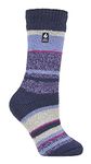 HEAT HOLDERS - Ladies Patterned Warm Winter Fleck Striped Twist Thermal Socks in 10 colours, size 4-8 UK 37-42 eur (Indigo Night (Provence))