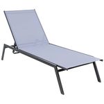 COSTWAY Garden Sun Lounger, 6-Position Adjustable Chaise Lounge Reclining Chair, Steel Frame Outdoor Recliner Sun Bed Chair for Patio, Deck, Backyard, Porch and Poolside