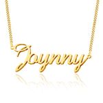 Joynny Women Personalized Name Pendant Necklace Custom Stainless Steel Jewelry Gift for Lovers Family Friends, Metal, cubic zircon