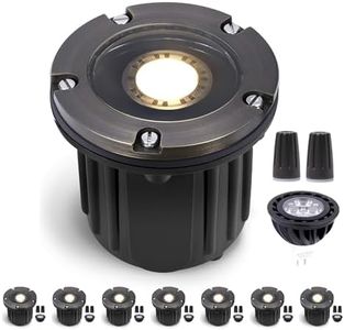 Gardenreet Low Voltage Brass Well Lights - 12V In-Ground LED Weatherproof Fixture, Hardwired Replaceable Bulb Fixture, Antique Bronze for Tree Wall House with 2700K Warm White MR16 Bulb