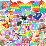 Fidget Toys 130 Pack,Treasure Box Fidgets in Bulk Prize Kid ,Sensory Toys Party Favors,Autistic ADHD Toys,Fidget Box,Classroom Prizes,Pinata Stuffers,Goodie Bags Filler Gift Boys and Girls Ages 3-12