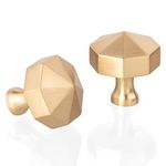 Ilyapa Diamond Shaped Cabinet Knob, Gold 10 Pack 1 inch Contemporary Octagonal Kitchen Cabinet Knob Drawer Pull Handle Hardware