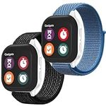 Snyeest 2-Pack Nylon Kids Band Compatible with Gabb Watch 3 2 1/Verizon Gizmo Watch 3/2/1/Disney, SyncUP Kid Watch, 20mm Soft hook & Loop Breathable Wirstband for Boys Girls, Black+Blue