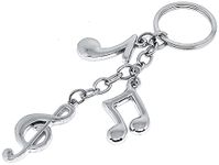 Excite Store Music Symbol Metal Keychain Keyring for Wife Husband Girls Boys (Silver)