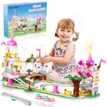 CUBIMANA Friend Roller Coaster Building Set - 719 PCS Girl City Amusement Park Rollercoaster Building Block Kit Playground Windmill Construction Birthday Gift Toys for Kids Girls Boys Aged 6 7 8 9 10+