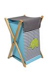 Bacati Elephants Hamper, Aqua/Lime/Grey