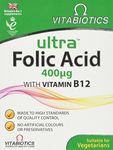 Vitabiotics Ultra Folic Acid Tablets 400 mcg Vitamin B9 with Vitamin B12 - 60 Tablets