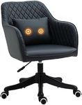 Vinsetto PU Leather Office Chair with Rechargeable Electric Vibration Massage Lumbar Pillow, Wheels, Dark Blue