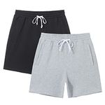 Pioneer Camp Sweat Shorts for Men 5 Inch Inseam Shorts Athletic Gym Workout Casual Cotton Shorts for Running Pajama Lounge, 2 Pack:black/Grey, Large