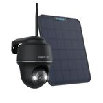 REOLINK First 4K Solar Security Cameras Wireless Outdoor, Argus PT Black 4K+ 6W Solar Panel, 360° Pan Tilt Solar Battery Outdoor Camera with 8MP Color Night Vision, No Monthly Fee