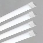 Sundertech® LED Light Batten 4FT [Pack of 4] Integrated Tube Light 4FT 34W 1.2m 3750lm 6500K Cold White Wall Ceiling Mount for Garage Kitchen Cellar Basement Warehouse Shed